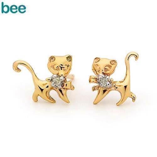 Image of Bee Jewelry Kitten 9 kt guld ørestikker blank, model 55446